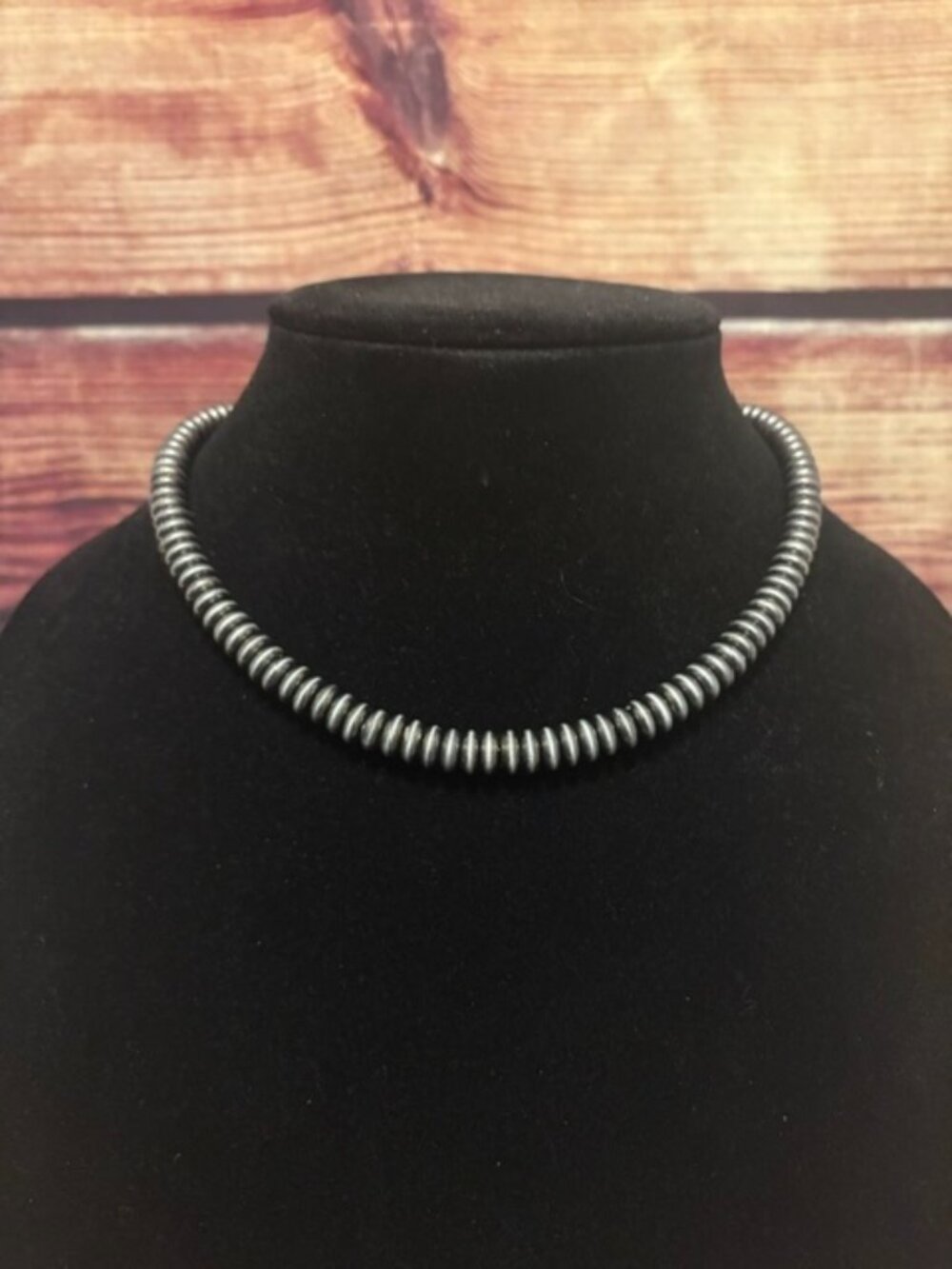 16" Western 8mm Saucer Pearl Necklace, Burnished Silver Tone NWT